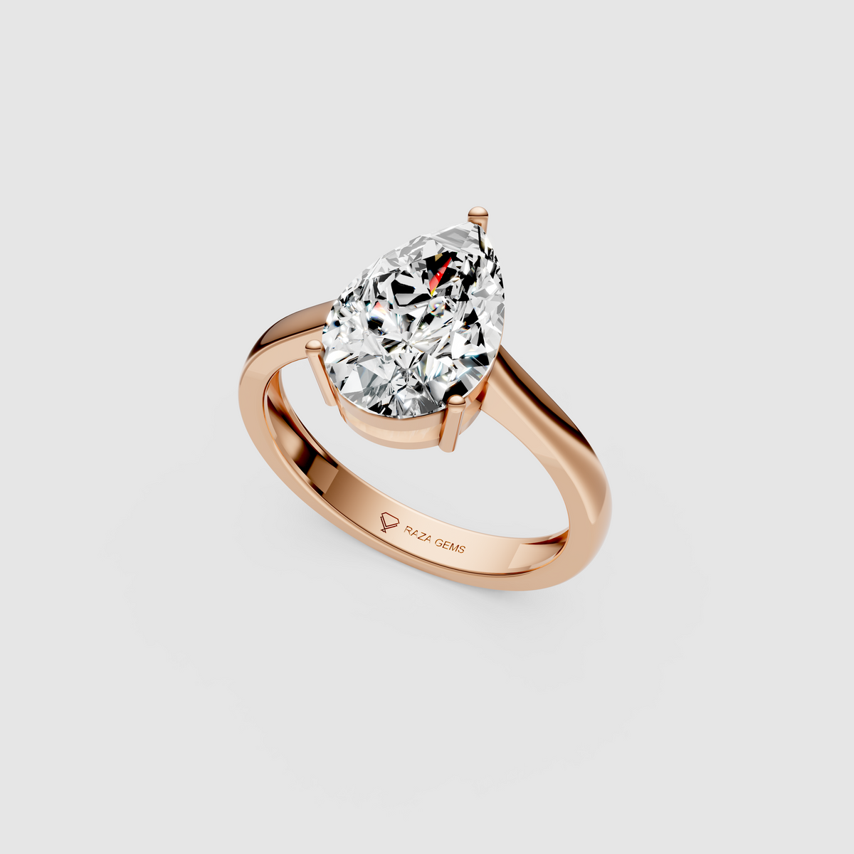 Essence – 18K Solid Gold Pear Moissanite Minimalist Statement Ring