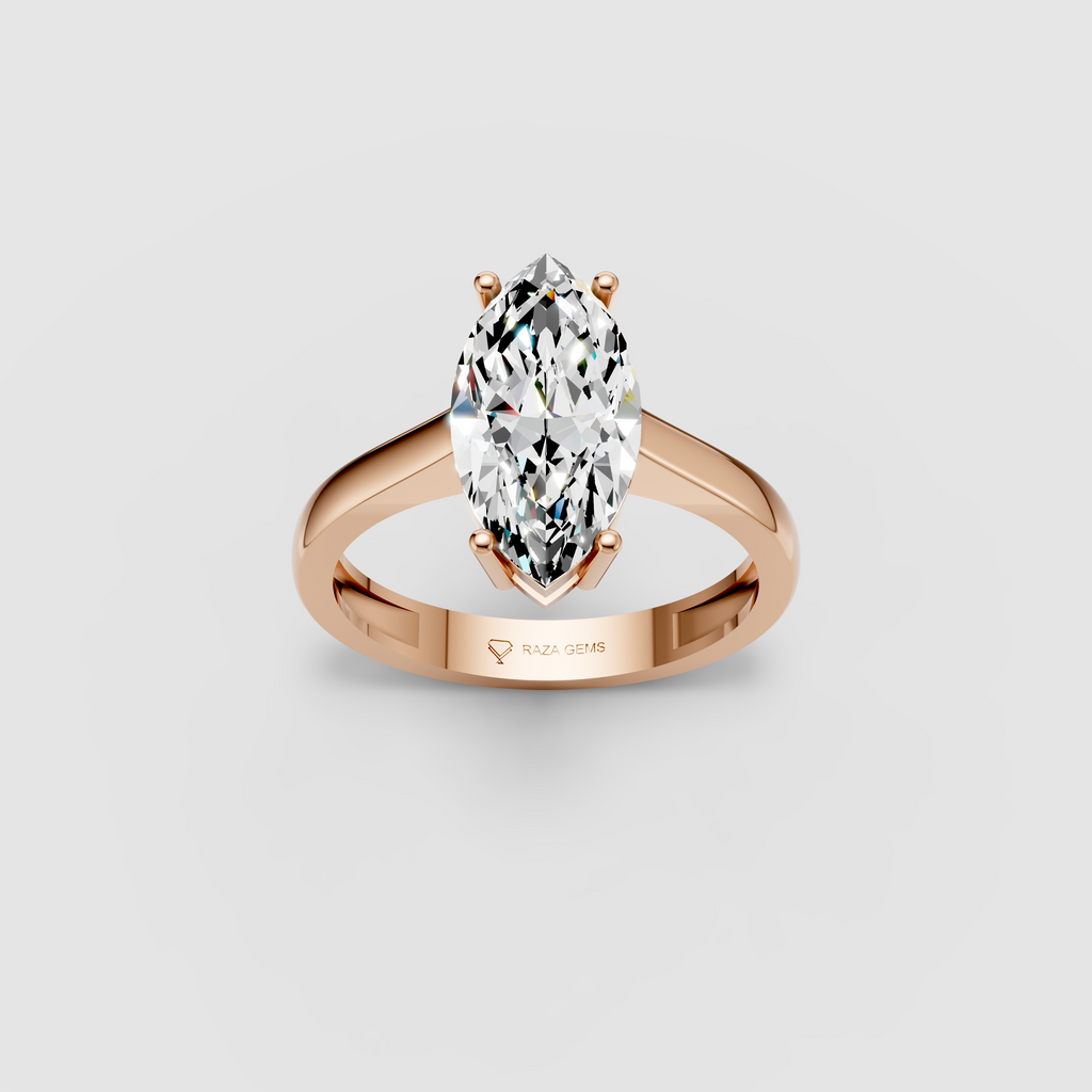 Astrid – Marquise Moissanite Solitaire Engagement Ring in 18KT Gold