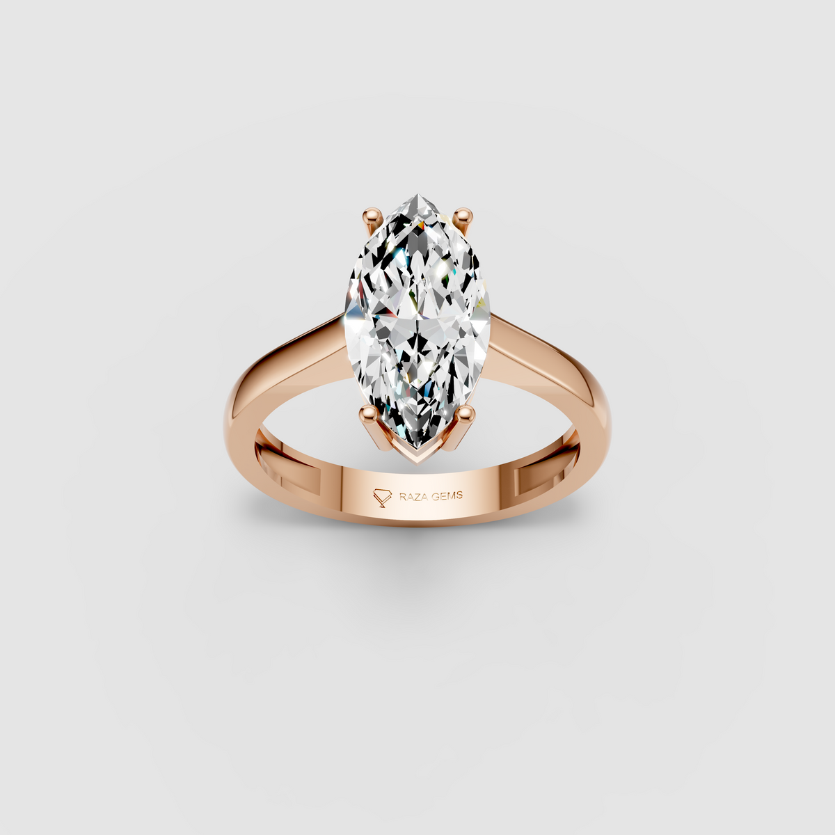 Astrid – Marquise Moissanite Solitaire Engagement Ring in 18KT Gold