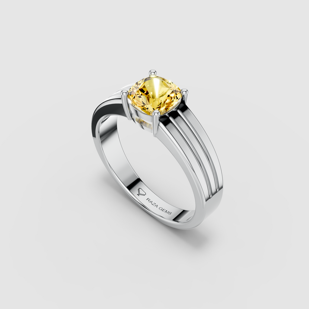 Juliana - 18K Gold Cushion Yellow Sapphire Signet Ring