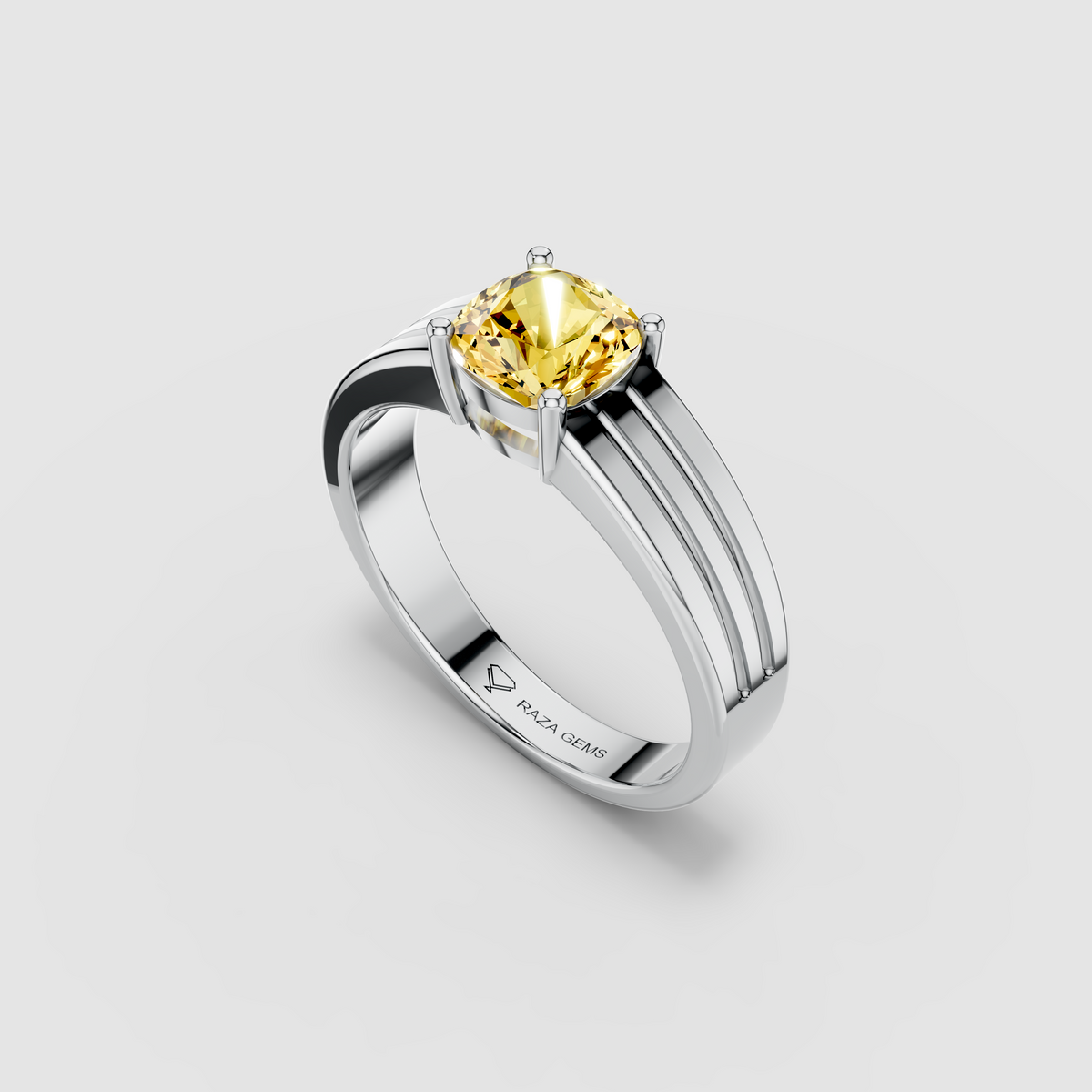 Juliana - 18K Gold Cushion Yellow Sapphire Signet Ring