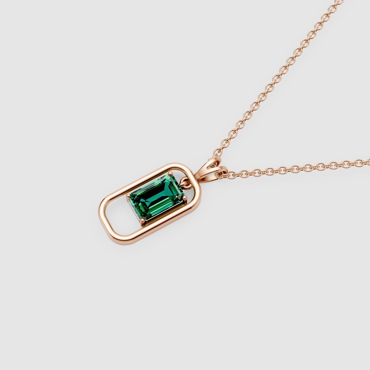 Clara – Emerald Cut Solitaire Geometric Pendant in 18KT Gold