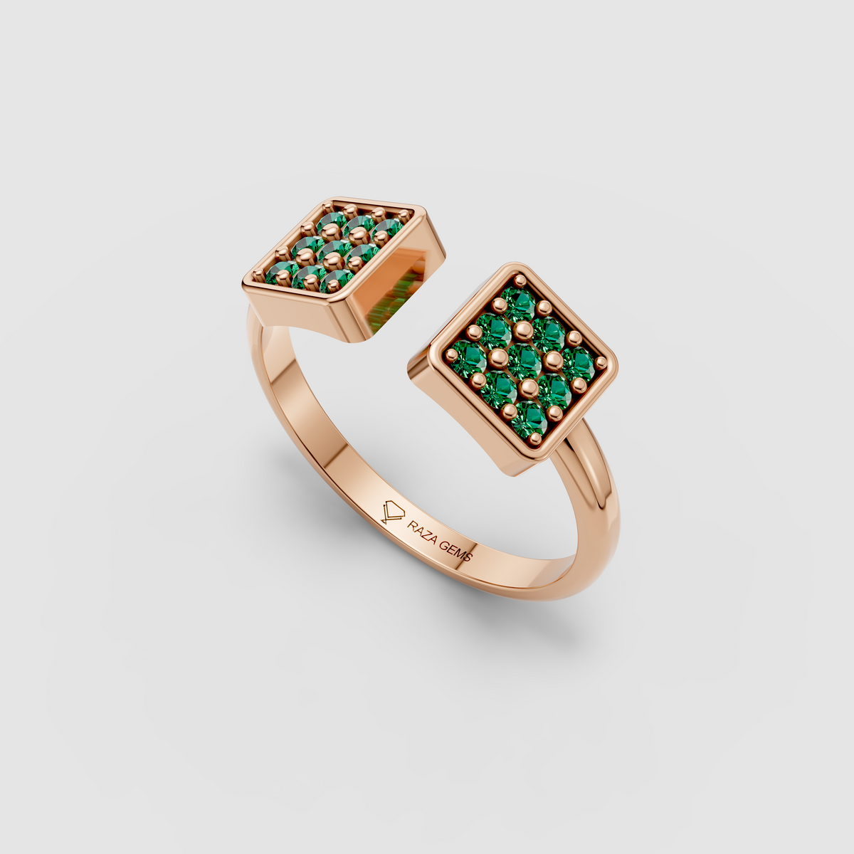 Delilah - Modern Open-Front Emerald Cluster Statement Ring in 18K Gold