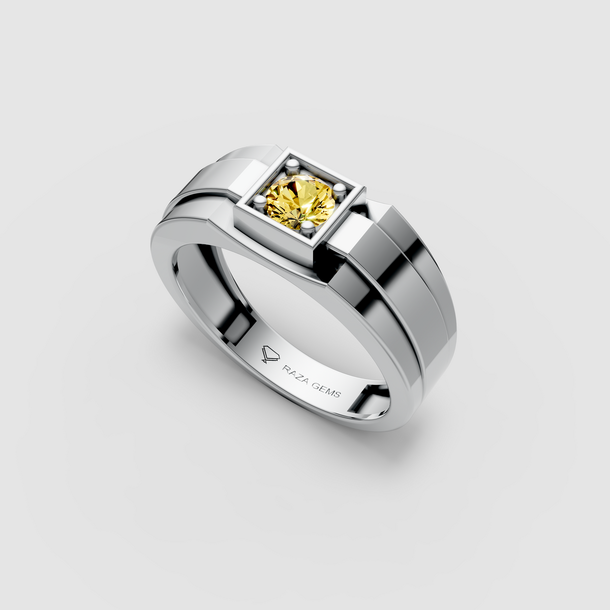 Ophelia – 18K Solid Gold Yellow Sapphire Modern Architectural Ring