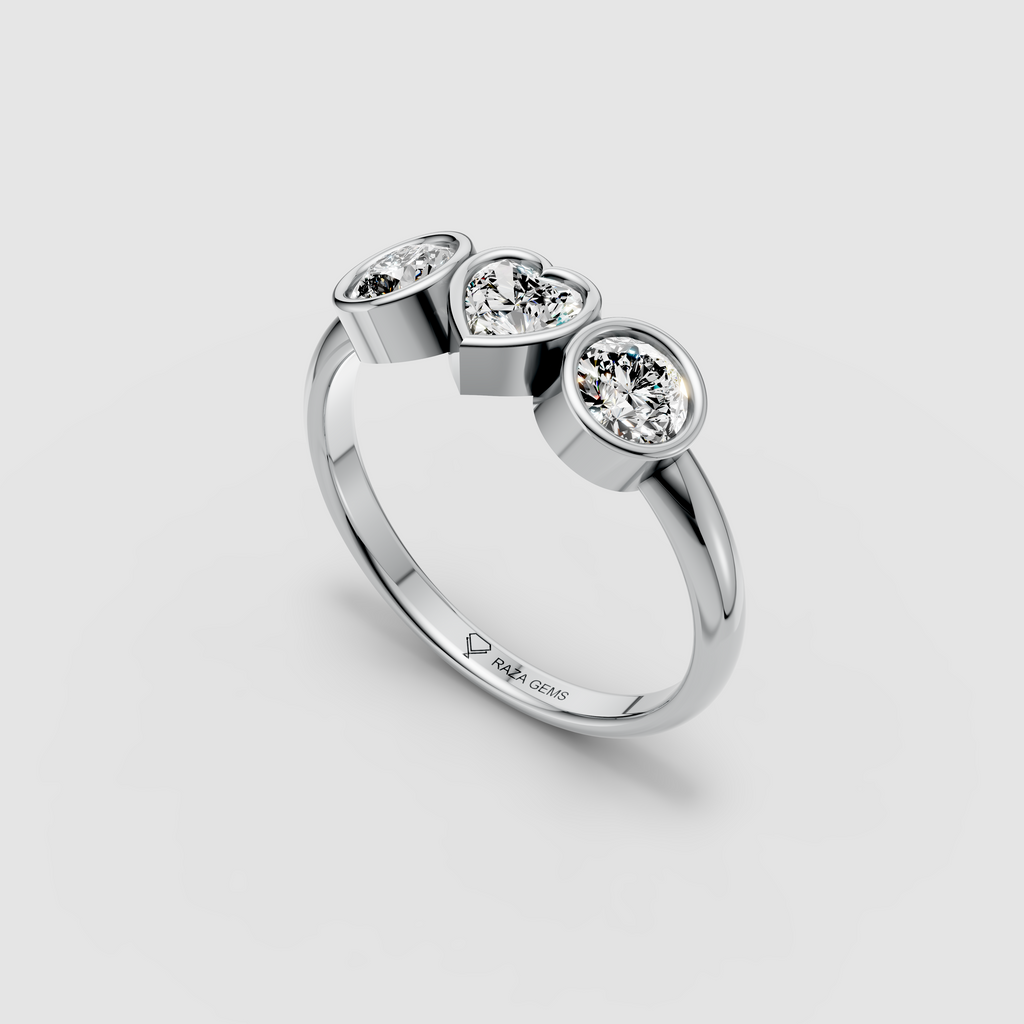 Isabella – Bezel-Set Heart Moissanite Ring | 18K Gold, White Gold & Rose Gold