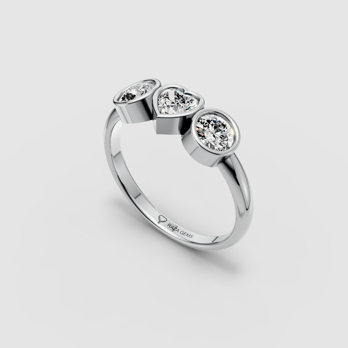 Isabella – Bezel-Set Heart Moissanite Ring | 18K Gold, White Gold & Rose Gold