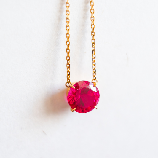 Natural Ruby Stone Necklace with 18K Gold for Ladies (NECK1021)