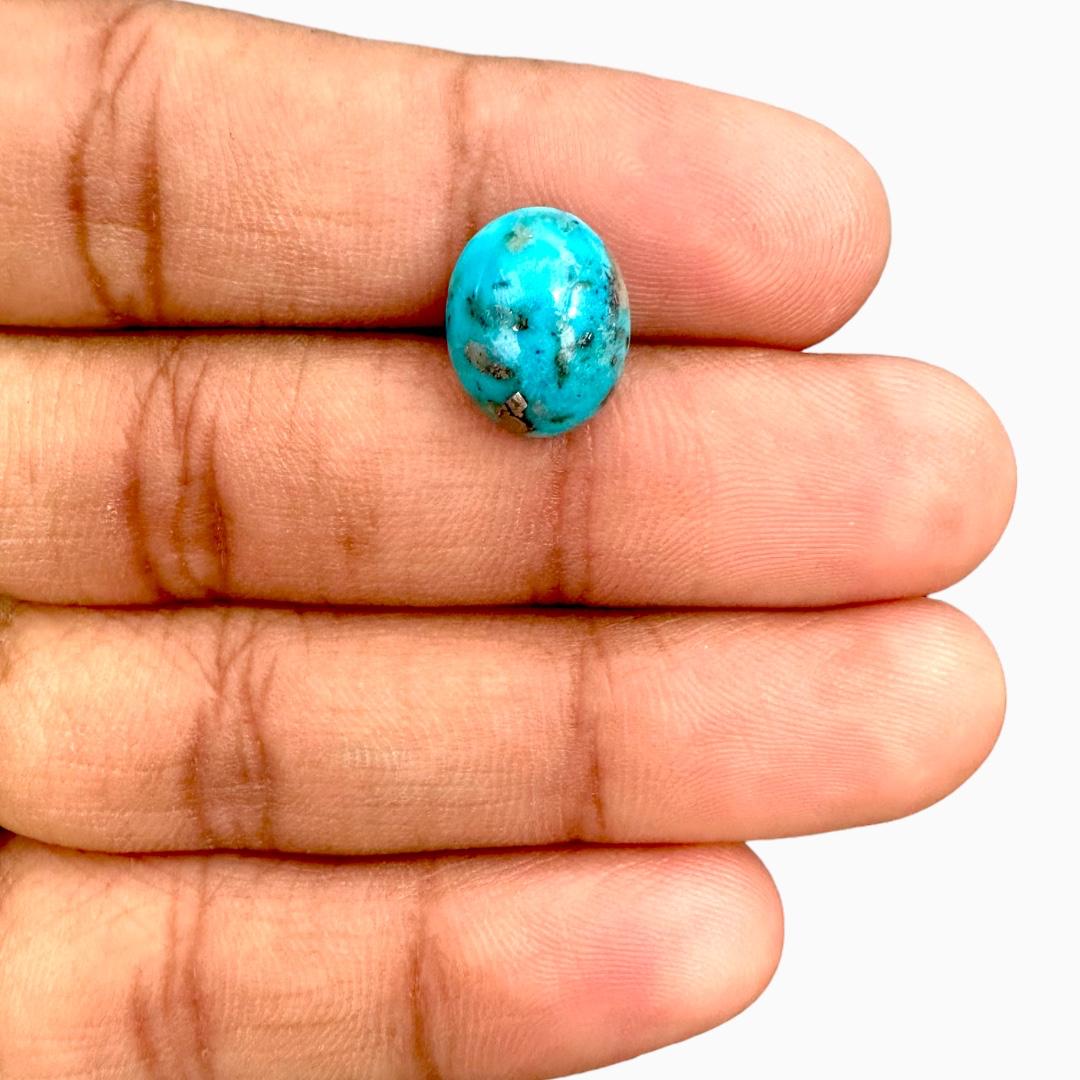 Natural Persian Turquoise 5.84 Carats Oval Cabochon Shape (13X10mm)