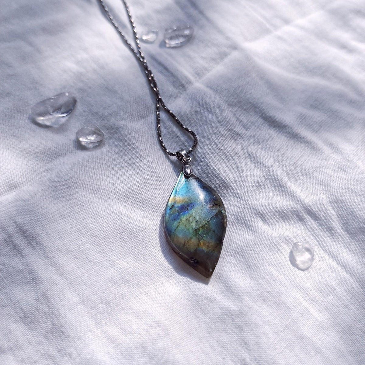 (PEN0114) Natural Black Moon Stone Silver (Quality 925) Pendant Only