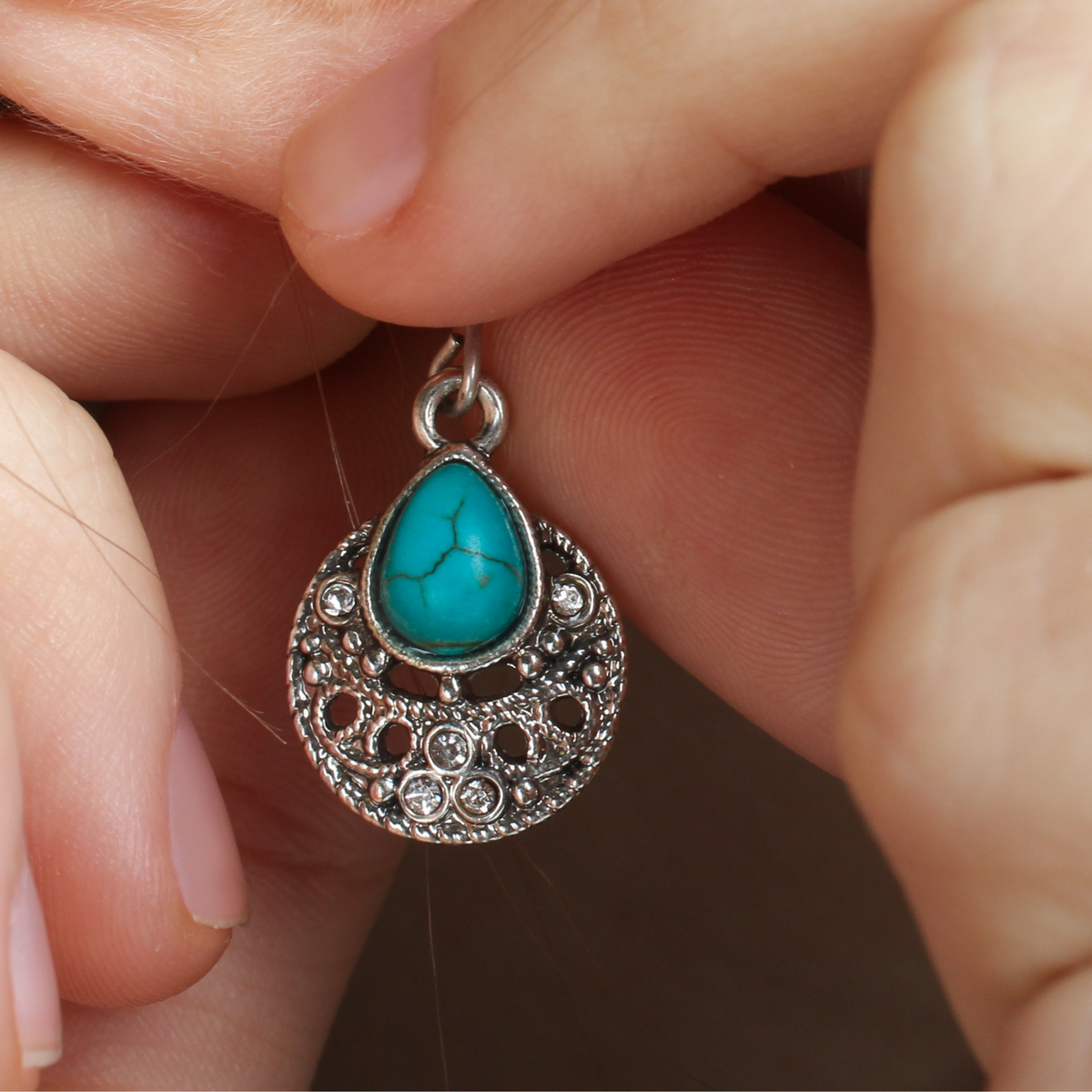 Tourquise Pear In Pure Silver 925 Earrings for Girls with (EAR0720)