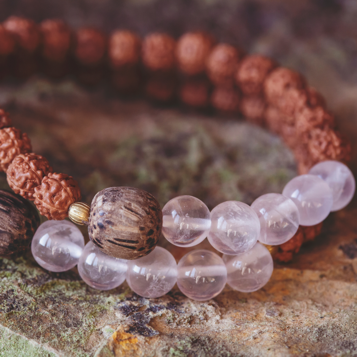 Light Pink & Brown Color Beads Premium Bracelet for Men & Women (BRA0220)