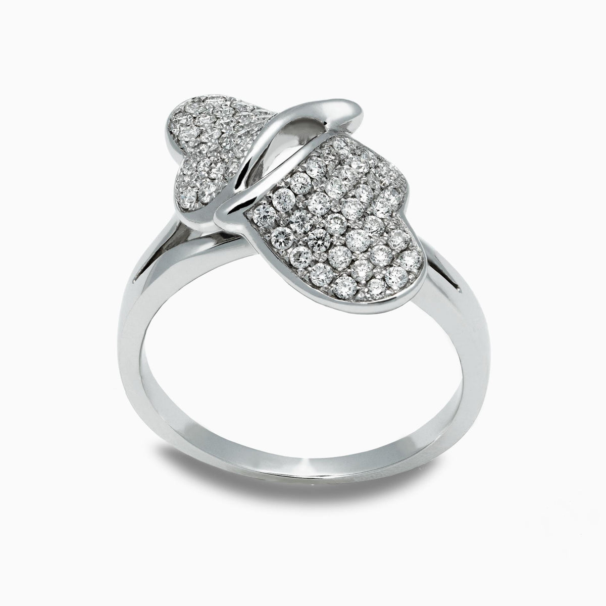 Double Heart Shape Handcrafted Moissanite Stone Love Ring in Silver 925 (RING0059)