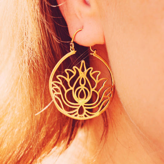 18K Yellow Gold Set of Earrings for Girls and Women Flower Shape (EAR0750)