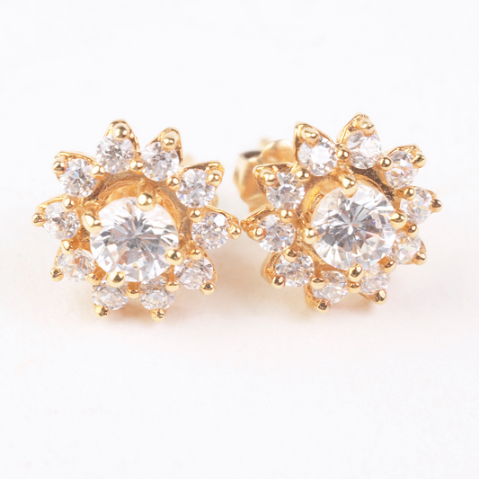 Moissanite Diamond In 18K Yellow Gold with Earrings for Girls & Women (EAR0770)