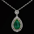 Green Tourmaline White Zarcone Silver 925 Pendant Pear Cut (PEN0120)