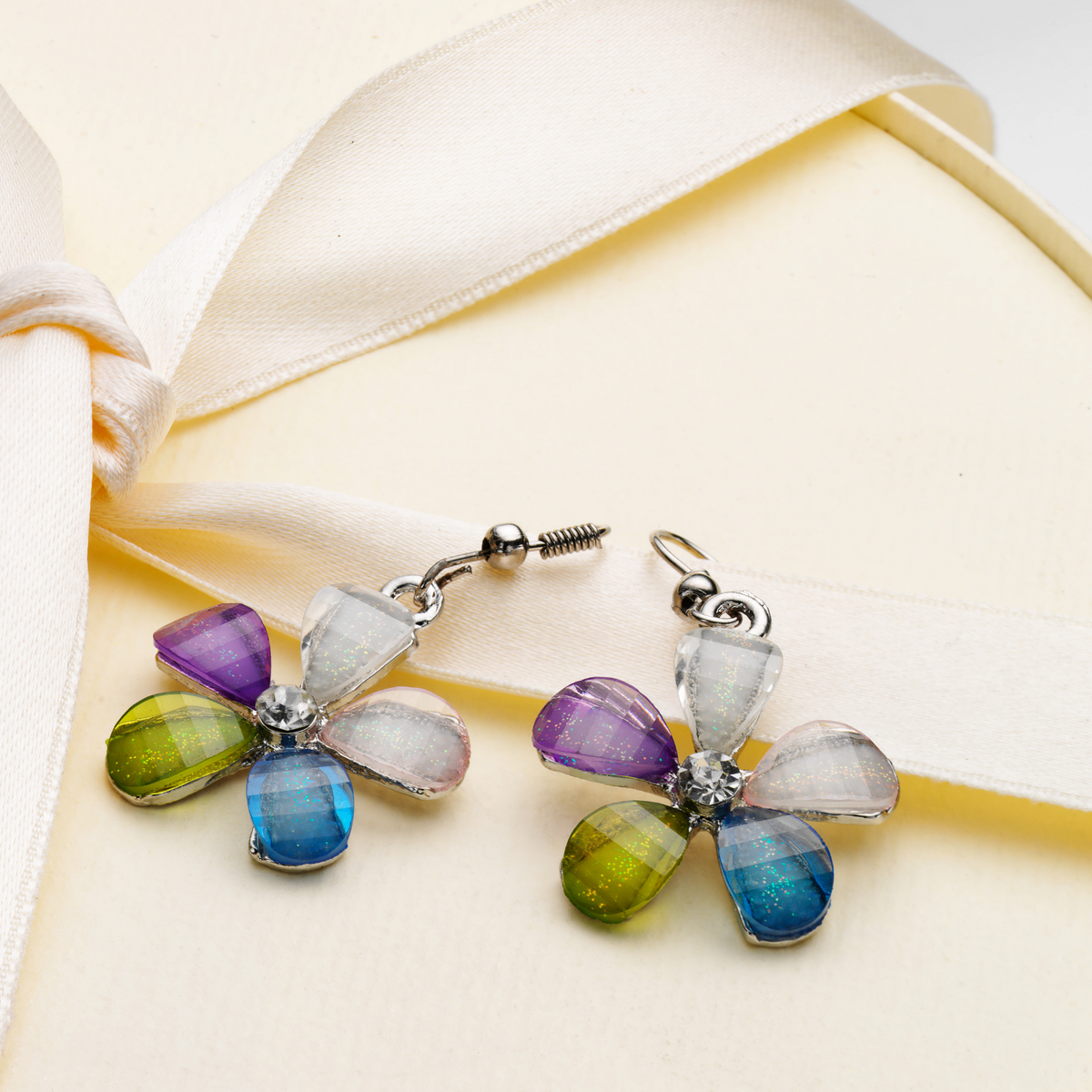 4 Color Natural Stones In Pure Silver 925 Earrings for Girls (EAR0790)