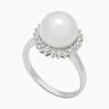 Natural Pearl Moissanite Ring in Pure Silver 925 (RING0064)