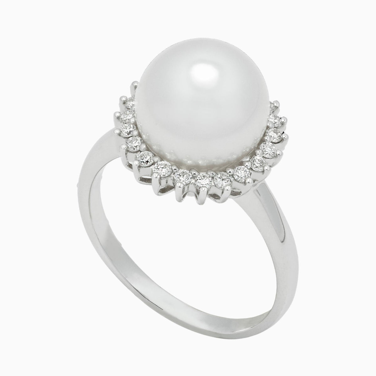 Natural Pearl Moissanite Ring in Pure Silver 925 (RING0064)