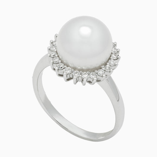 Natural Pearl Moti Moissanite Ring in Pure Silver 925 (RING0064)