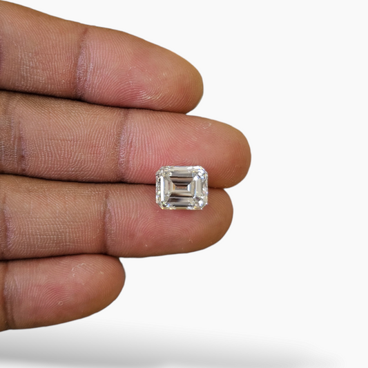5 Carats Moissanite Diamond Emerald Cut in White 9 by 11 MM