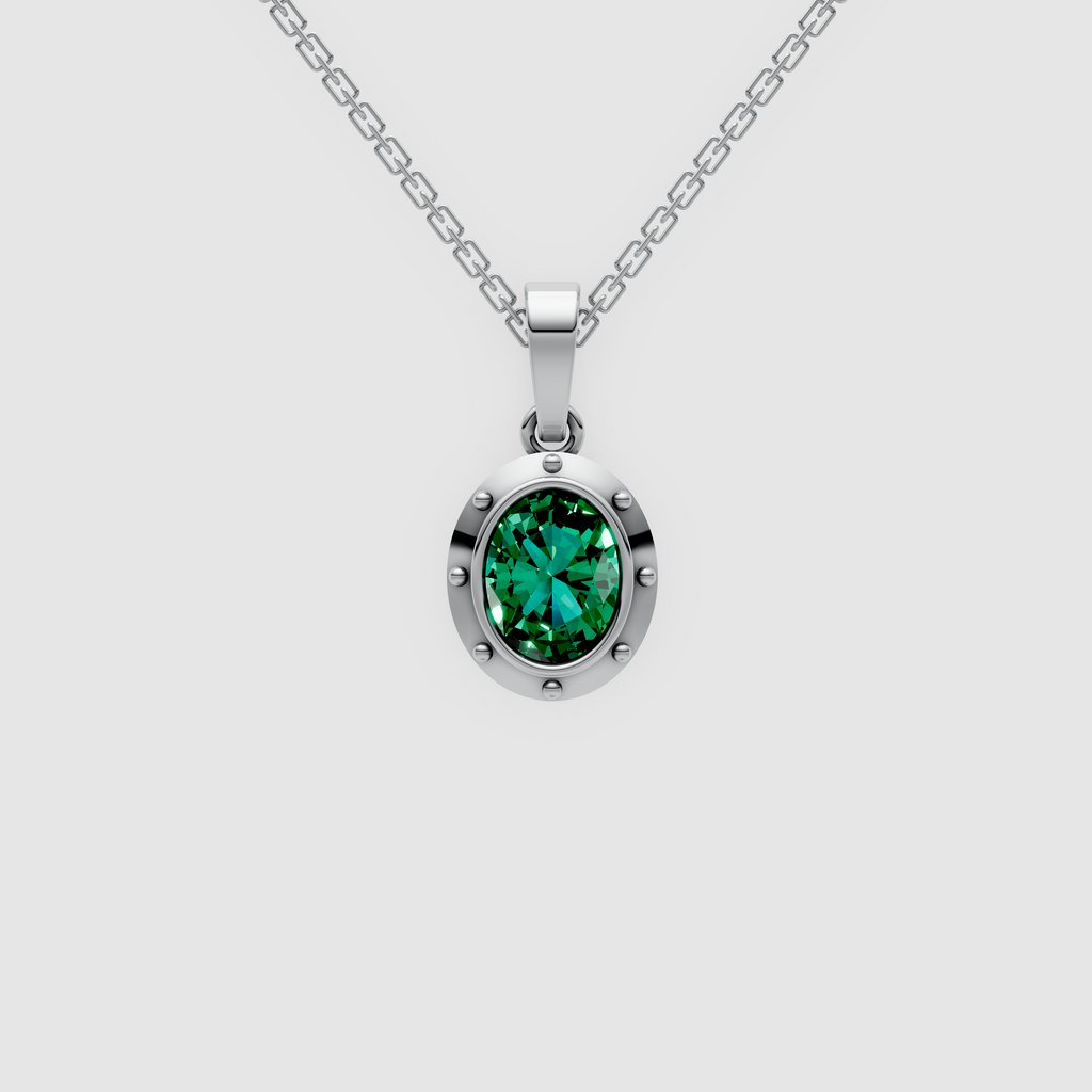 Esme – Oval-Cut Emerald Medallion Pendant in 18KT Gold