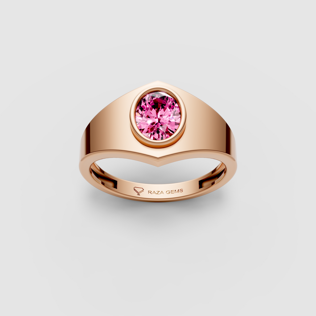 Molly - Pink Sapphire Signet Ring in 18K Solid Gold
