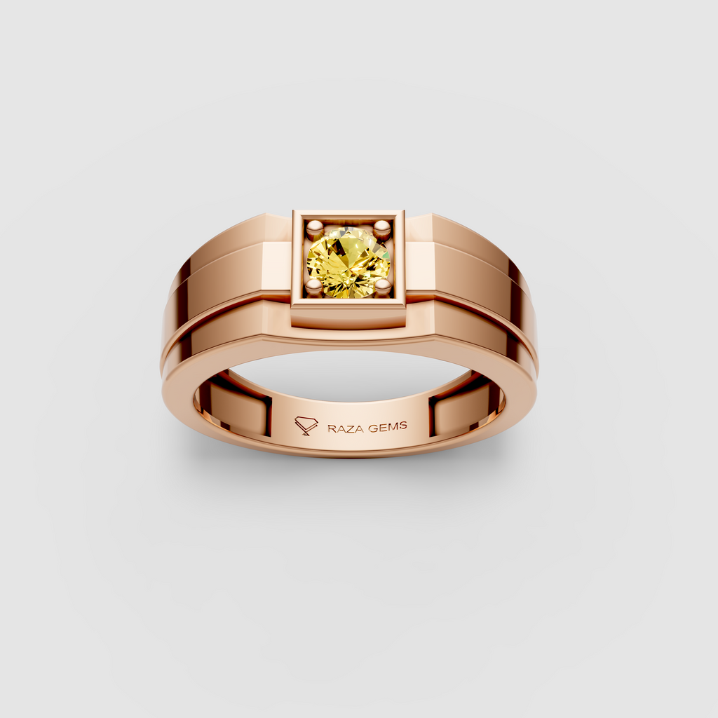 Ophelia – 18K Solid Gold Yellow Sapphire Modern Architectural Ring