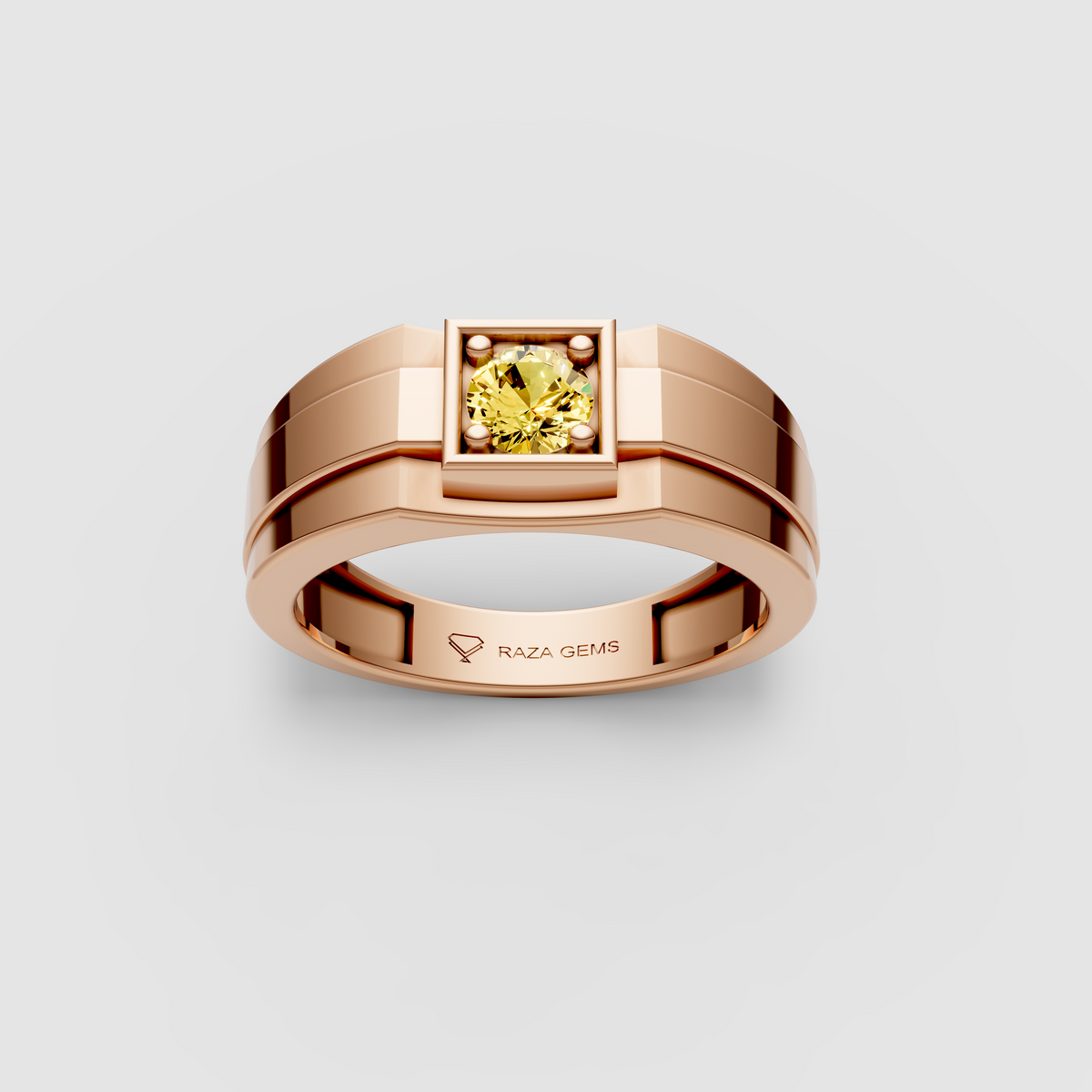 Ophelia – 18K Solid Gold Yellow Sapphire Modern Architectural Ring