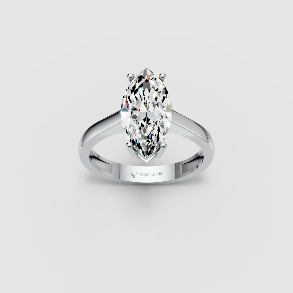 Astrid – Marquise Moissanite Solitaire Engagement Ring in 18KT Gold