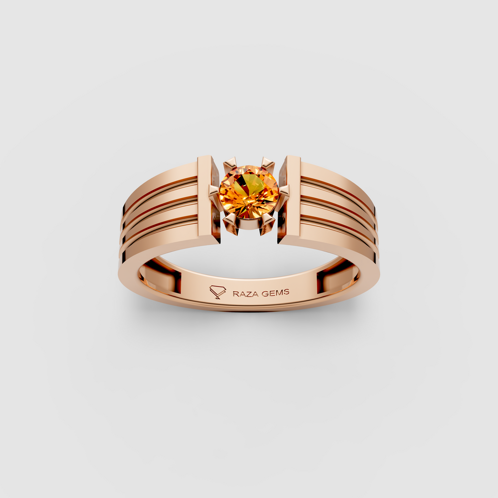 Maryam – 18K Solid Gold Orange Spinel Modern Four-Prong Band