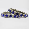 Natural Blue Sapphire Gemstones Set of Two Silver Bangles for Women (BAN1013)