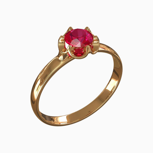 Red Ruby Stone 18K Yellow Gold Ring (RING0012)