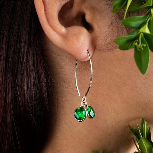 Natural Green Tourmaline In Pure Silver 925 Earrings for Women (EAR0940)