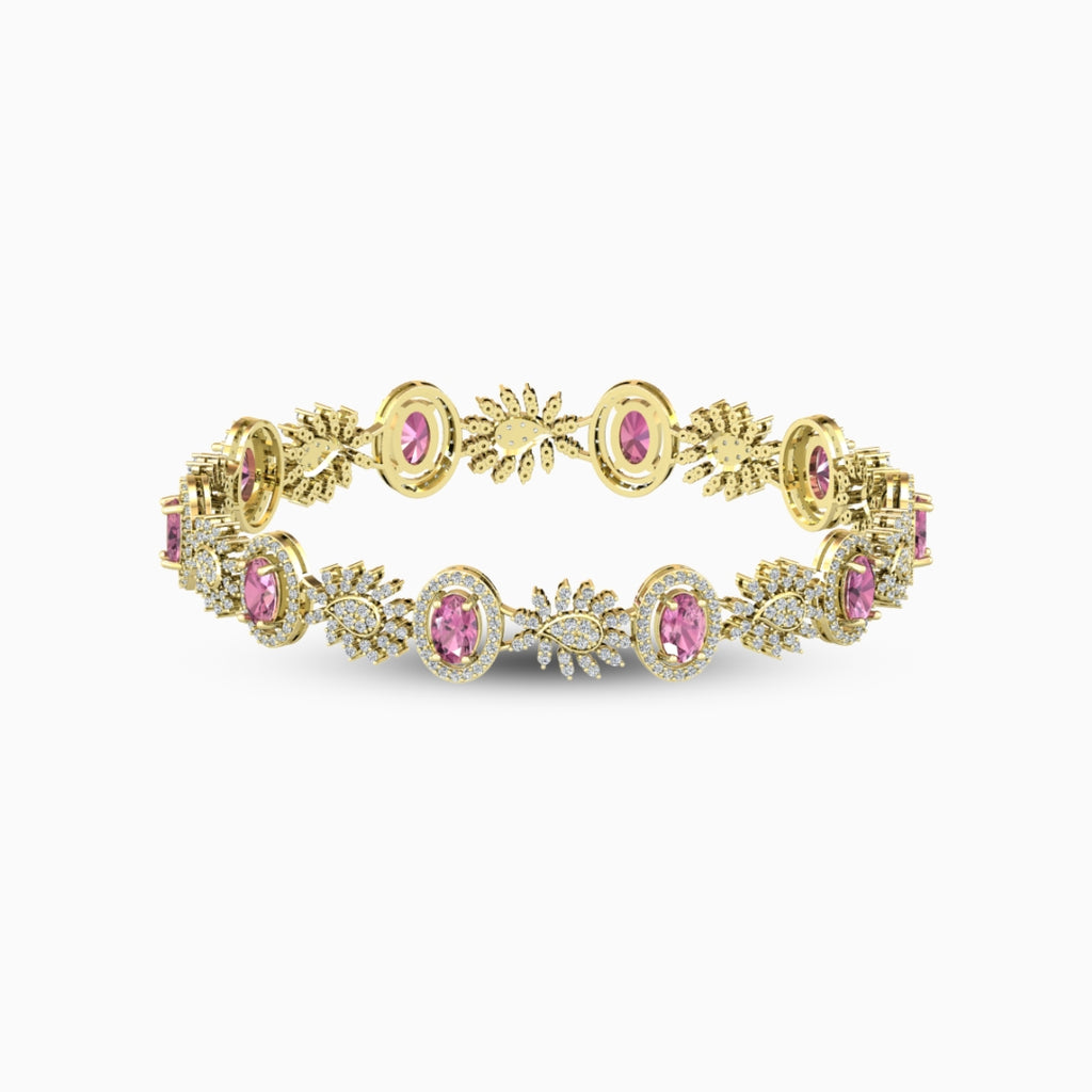 Rubellite Tourmaline Bangles - Urwa - Yellow Gold