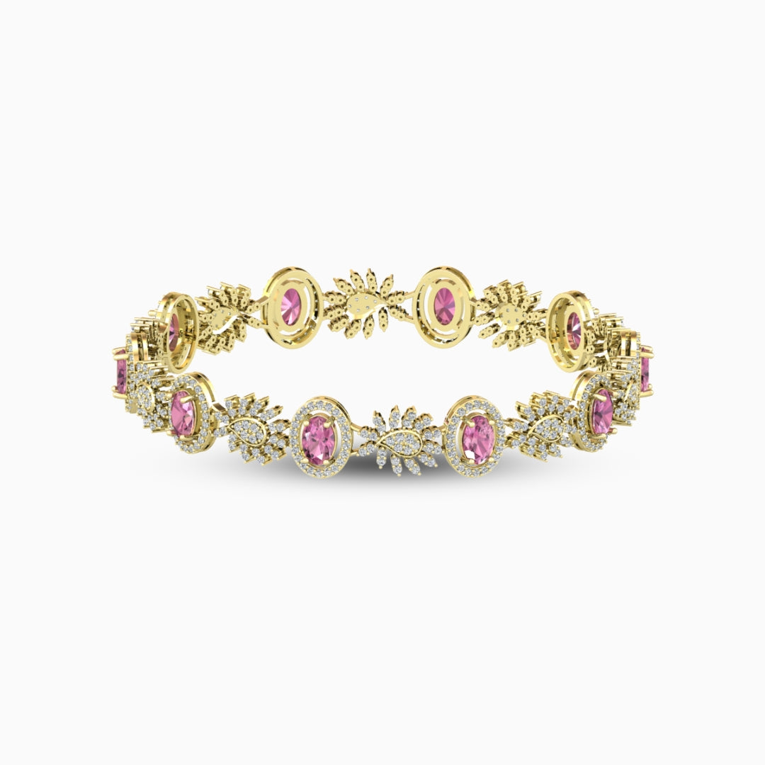 Rubellite Tourmaline Bangles - Urwa - Yellow Gold