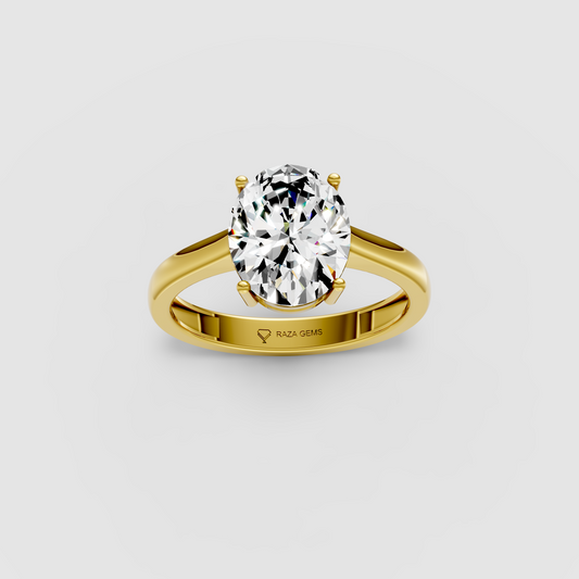 Timeless Luminary – Oval Moissanite Solitaire Engagement Ring in 18KT Gold