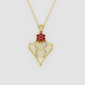 Grace – Ruby Floral Cluster & Lattice Heart Pendant in 18KT Gold
