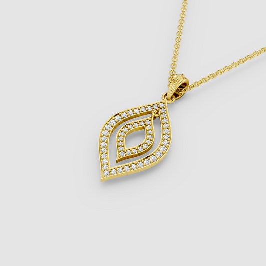 Sharon - Solid 18K Gold Openwork Dual-Frame Moissanite Statement Pendant"