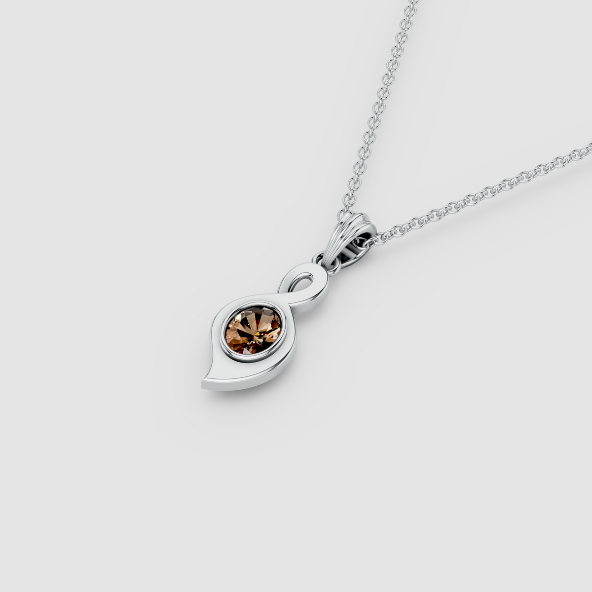 Karen - 18K Gold Smoky Topaz Infinity Twist Solitaire Pendant (Pendant Only)"
