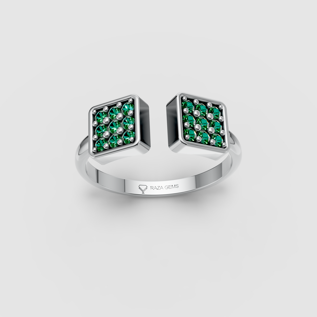 Delilah - Modern Open-Front Emerald Cluster Statement Ring in 18K Gold