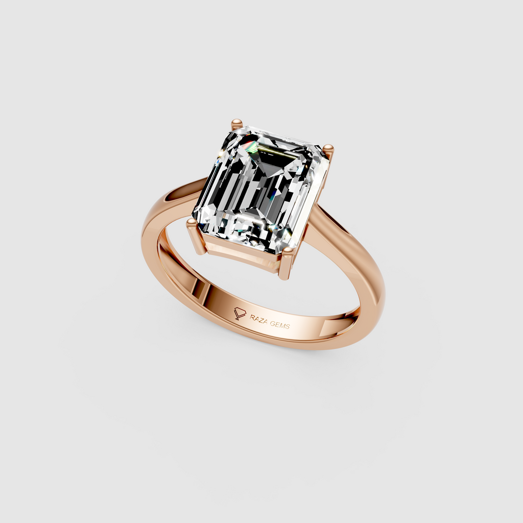 Monolith – Classic Emerald-Cut Moissanite Engagement Ring in 18KT Gold