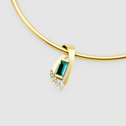 Isabella – Modern Contemporary Emerald & Moissanite Statement Pendant (18K Gold)