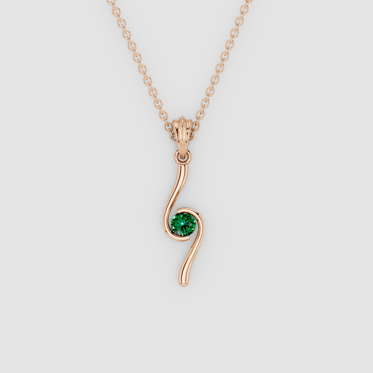 Iris – Round Emerald Swirl Drop Pendant in 18KT Gold