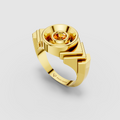 Celeste - 18K Gold Bezel Yellow Spinel Concave Signet Ring