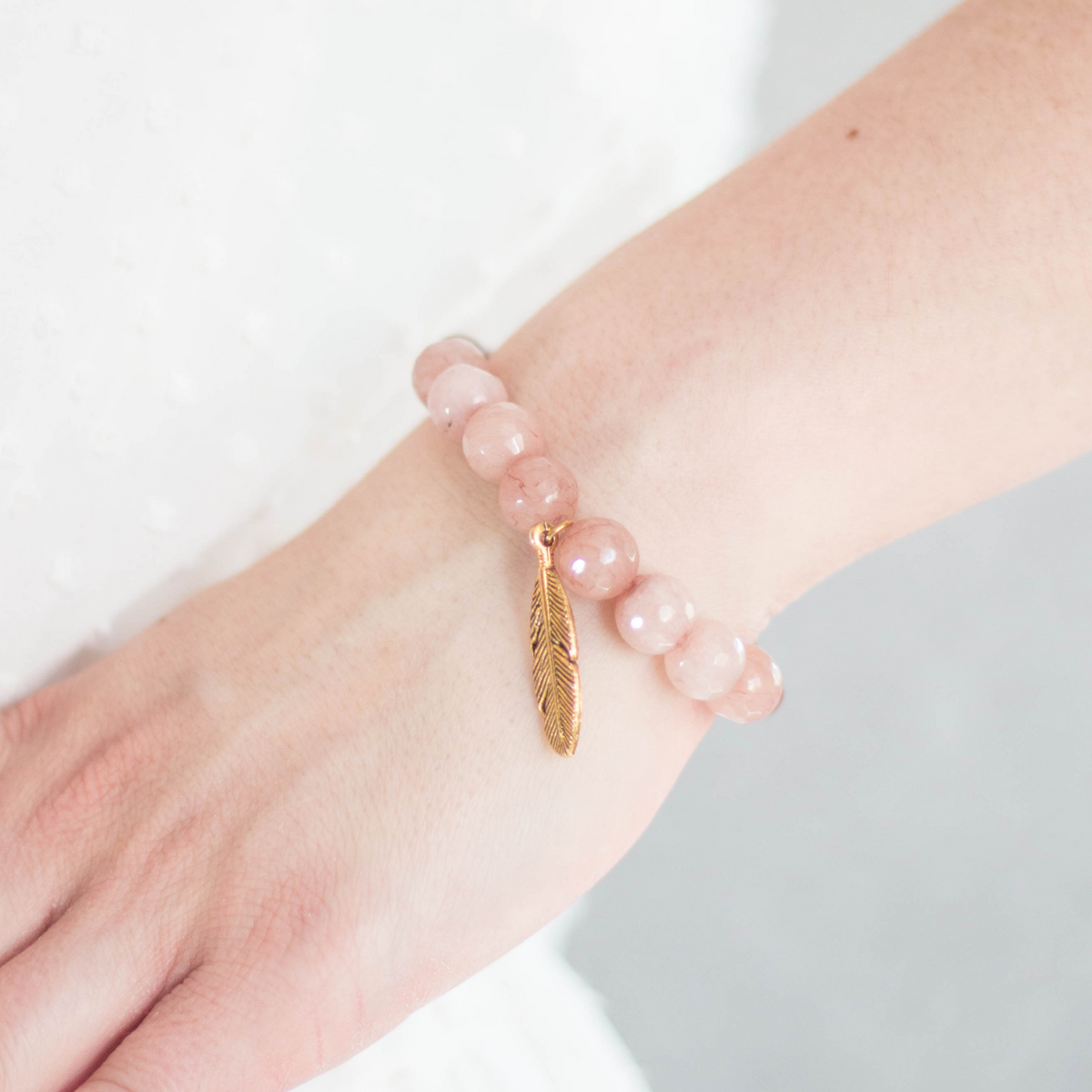 Light Pink Beads Bracelet for Women (BRA0176)