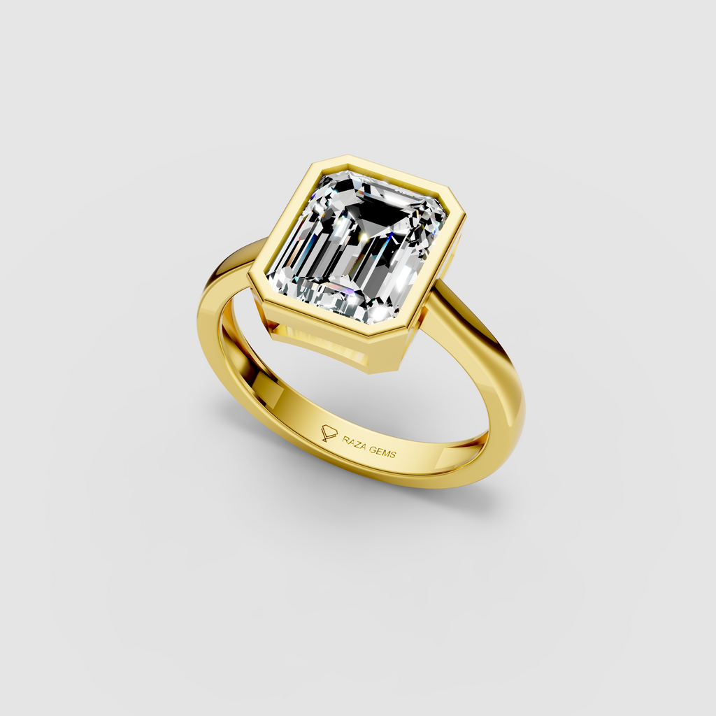 Natural Moissanite Stone Ring in 18K Yellow Gold