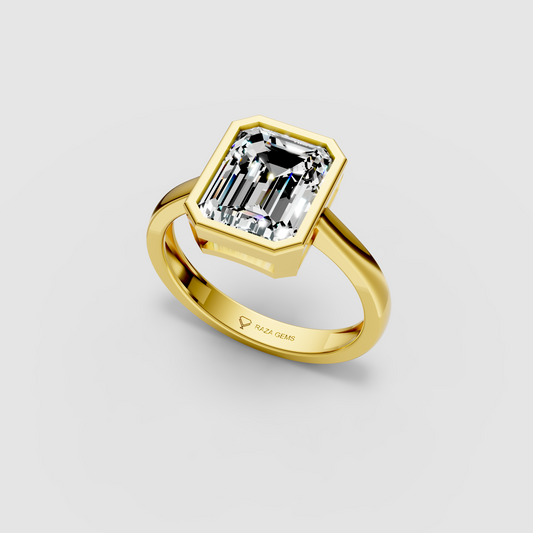 Natural Moissanite Stone Ring in 18K Yellow Gold