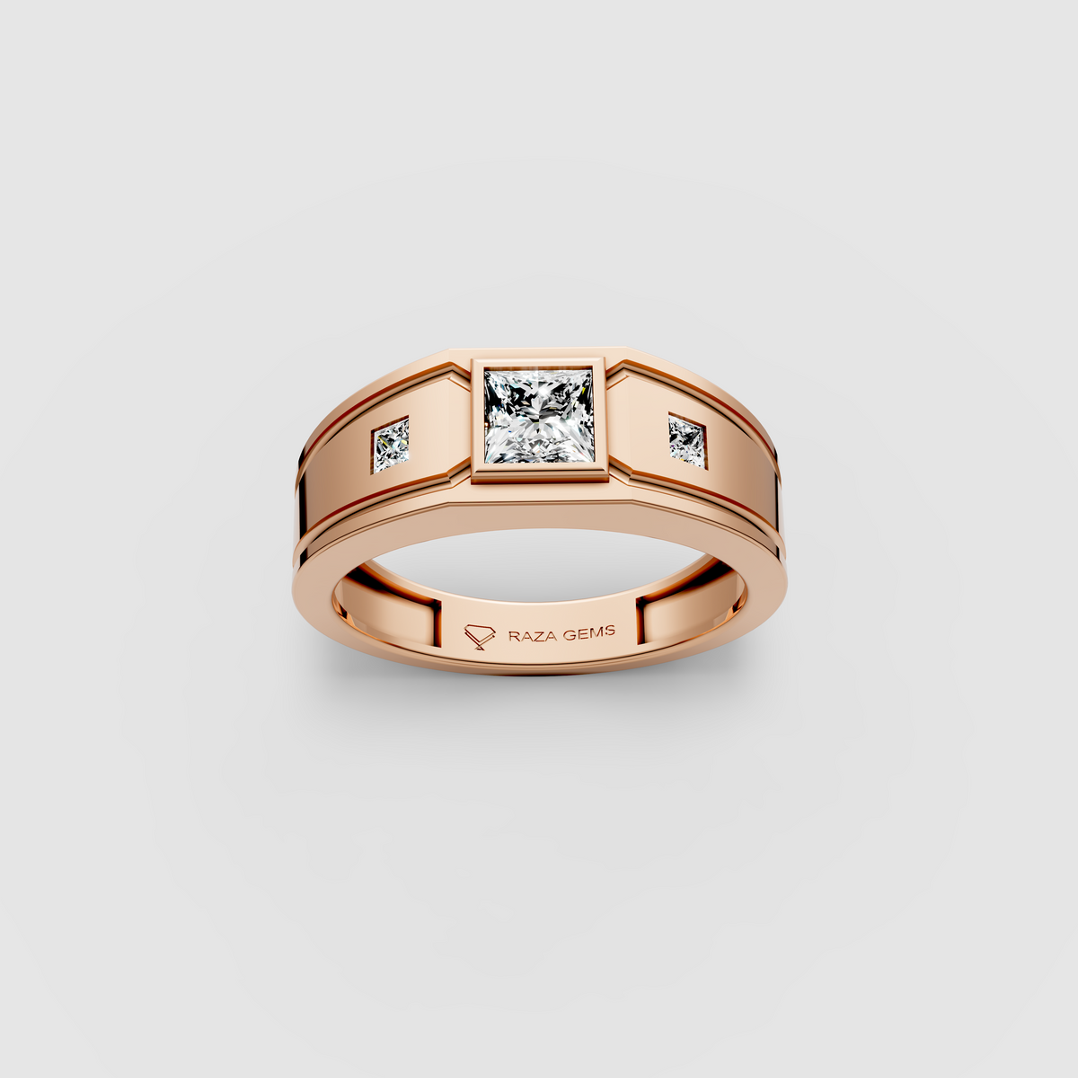 Luna – 18K Gold Trio Princess Cut Moissanite Architectural Ring