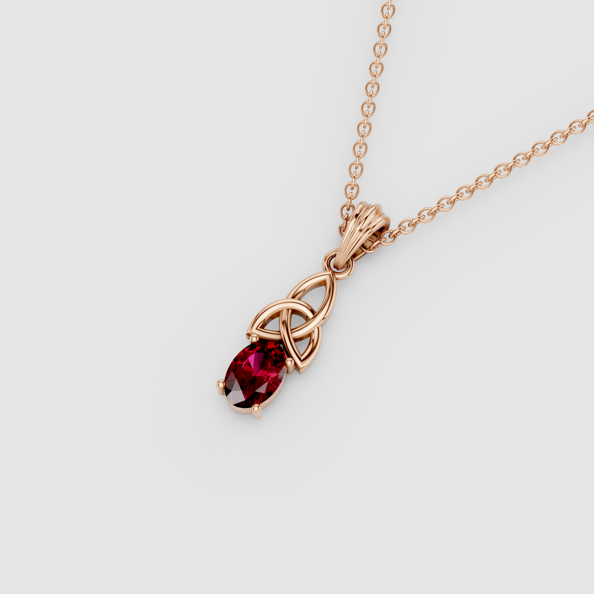 Emily - 18K Gold Oval Ruby Celtic Knot Pendant (Pendant Only)"
