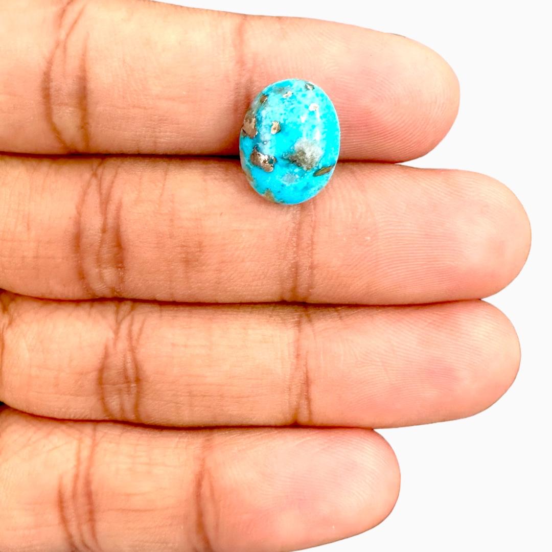 Natural Persian Turquoise 6.58 Carats Oval Cabochon Shape (14X11mm)